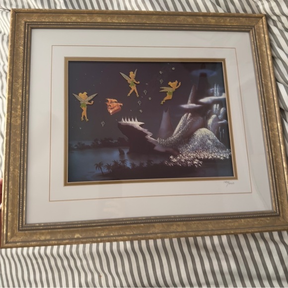 Disney Tinkerbell Framed Peter Pan Artwork Night Flight 1482/2500 LE Tink - Picture 8 of 13
